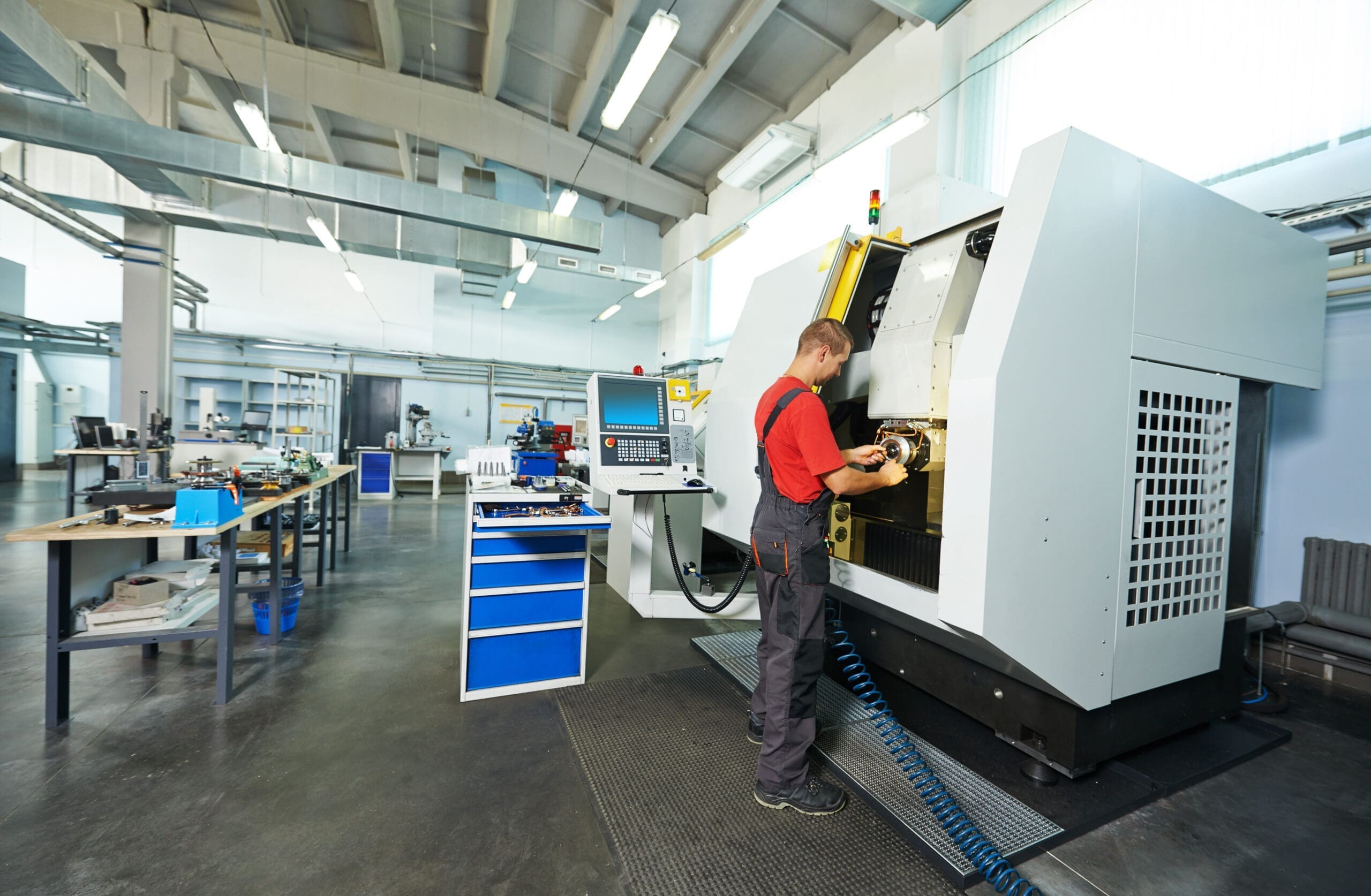 industrial worker at machining workshop